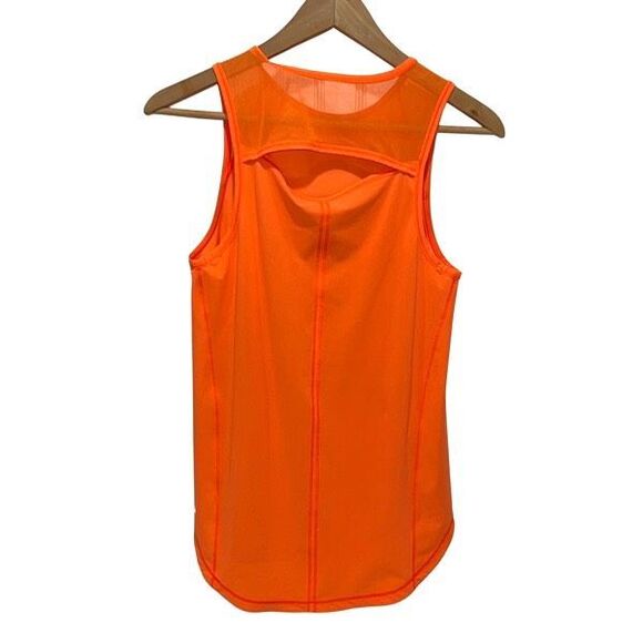Lululemon Womens Mesh Back Reflective Sculpt Tank Top Highlighter Orange Size 4 - Picture 3 of 7